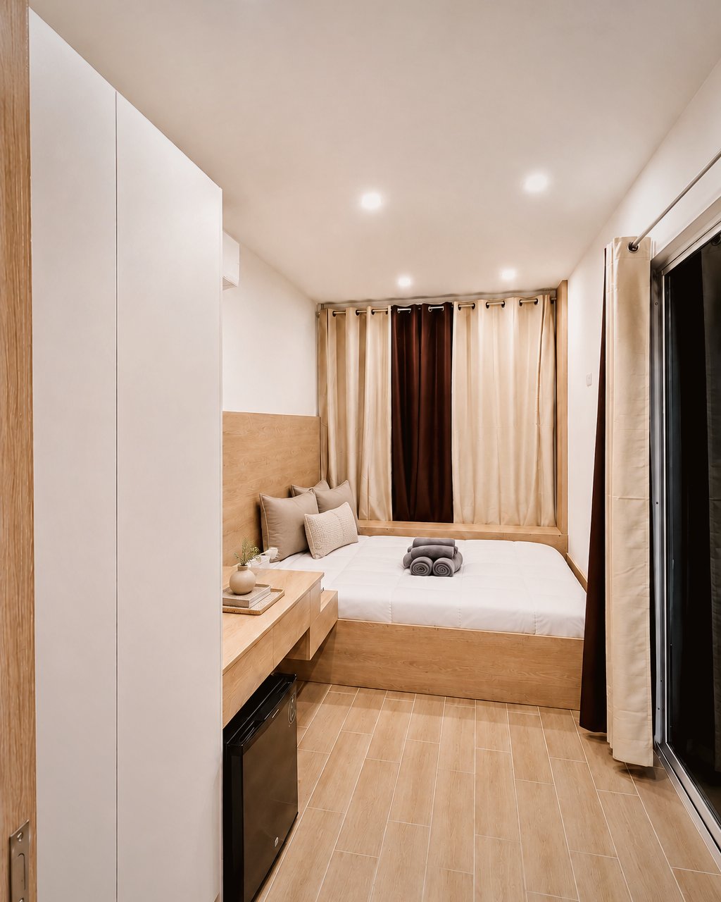 Vista completa de suite amueblada lista para habitar
